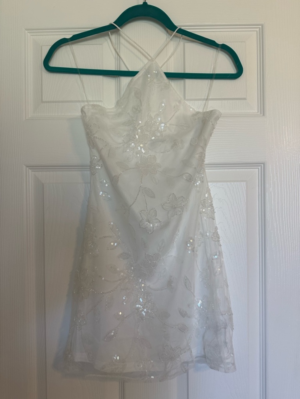Peppermayo White Beaded Mini Dress
